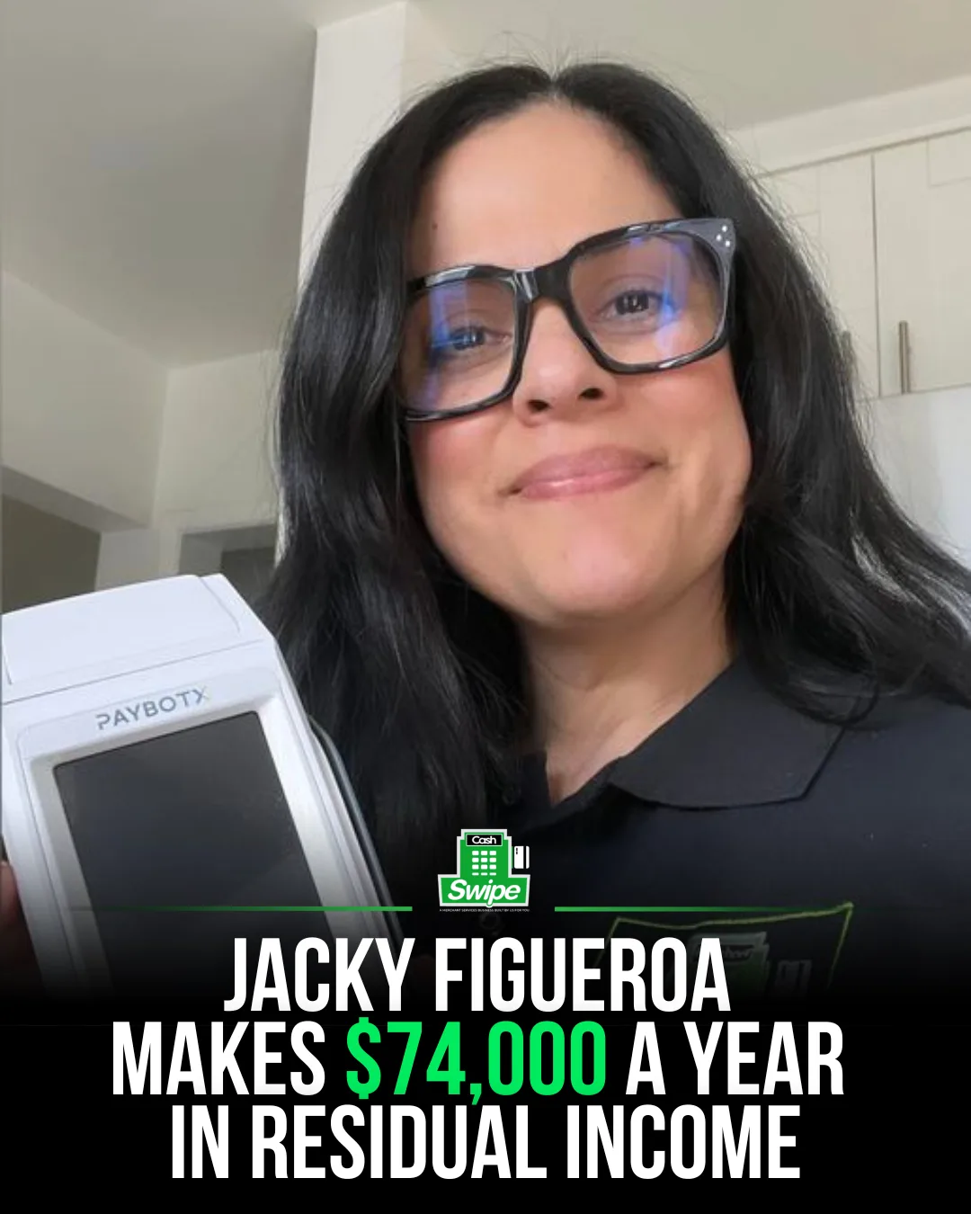 Jacqueline Figueroa, Cashswipe operator